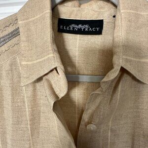 Linen Blouse Tan and white